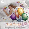 thumbnail image 4 of 3 Piece Happy Birthday Duvet Cover Set Full Size, Microfiber Comforter/Quilt Cover with Corner Ties and 2 Pillowcases, Colorful Balloon Gifts Patterns All Season Soft Bedding with Zipper Closure, 4 of 8