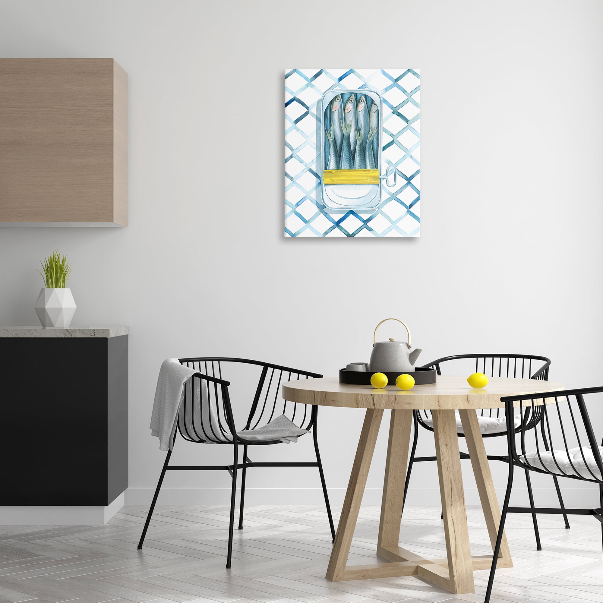 Stupell Industries Sardine Can on Pattern Food & Beverage Painting Gallery Wrapped Canvas Art Print Wall Art, 24 x 30