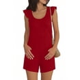thumbnail image 2 of POIUYTR Women Summer Casual Jumpsuit Loose Ruffle Sleeveless Romper Vacation Straight Leg One-Piece Shorts, 2 of 6