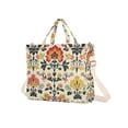 thumbnail image 7 of FORMRS Womens Corduroy Tote Bag Crossbody Shoulder Handbag with Pocket, Beige Floral, 7 of 7