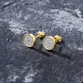 thumbnail image 5 of Leander 14K Golden Plated Screw Back Earrings For Men 5A+ Cubic Zirconia Cluster Round Stud Earrings Hypoallergenic For Men Aretes De Hombre, 5 of 6