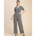 thumbnail image 4 of Moomaya Short Sleeve Full Leg Printed Rayon Jumpsuit - Women's Trendy Jumpsuit, 4 of 9