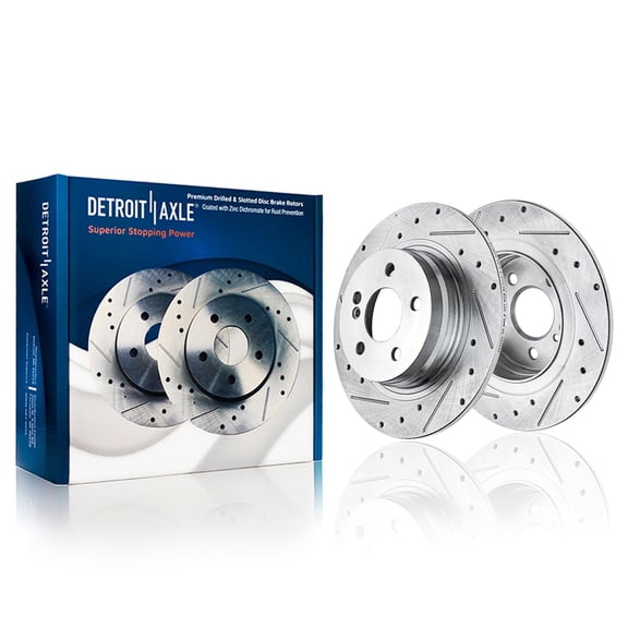 Detroit Axle - Rear Brake Rotors for Mercedes-Benz C250 C280 C300, Drilled & Slotted Disc Brake Rotors Replacement : 11.81" inch Rotor