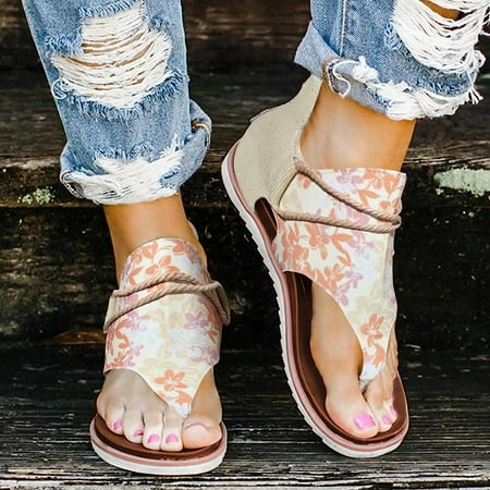 

Womens Flip Flops Sandals for Women Comfort with Elastic Ankle Strap Casual Bohemian Beach Shoes Fashion Crystal Rhinestone Decor Scallop Trim Thong Sandals (A-Yellow 8.5)