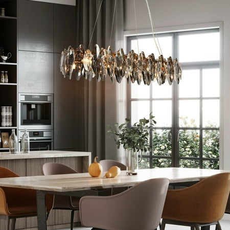 

Modern Crystal 8-Light Chandeliers Island Lights for Kitchen Island - Gold
