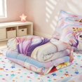 thumbnail image 5 of Erosebridal Kawaii Unicorn Zipper Queen Comforter Set with Fitted Sheet and 2 Pillowcases for Girls, Watercolor Hearts Rainbow Zipper Bedding Set, Colorful Stars Reversible, 5 of 7