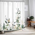 thumbnail image 3 of Sage Green Eucalyptus Botanical Shower Curtain Watercolor Leaves Plants Bathroom Curtains Set Mint Gold Floral Nature 72Wx72L Inches Bath Accessories Decor Fabric 12 Hooks, 3 of 6