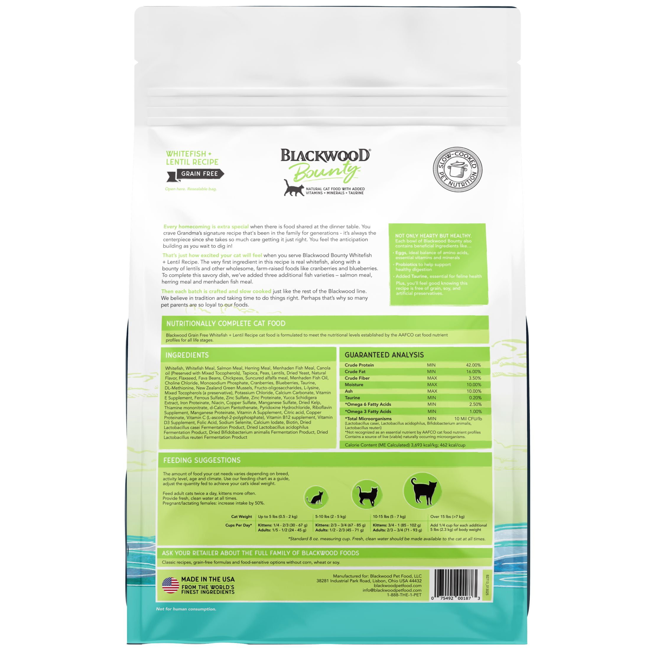 Blackwood Bounty Grain-Free Whitefish & Lentil Recipe All Life Stages Dry Cat Food 10 lb. Bag