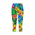 thumbnail image 5 of SELONE Capri Leggings for Women Plus Size Knee Length High Waisted Gym Leggings Summer Pants Curvy Slim Casual Vacation Pants Pull on Flowers Yoga Lightweight Multicolor S Breathable Beach Pants, 5 of 5