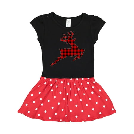 

Inktastic Plaid Christmas Reindeer Silhouette Gift Toddler Girl Dress