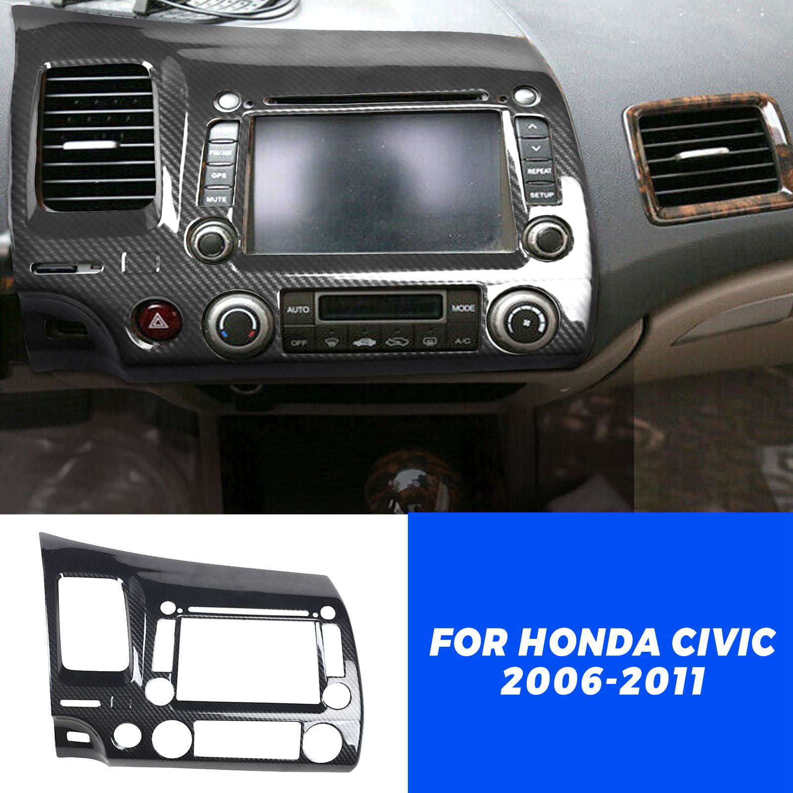 For Honda Civic 8th 2006-2011 Carbon Fiber Interior AC Switch Panel Frame Trim