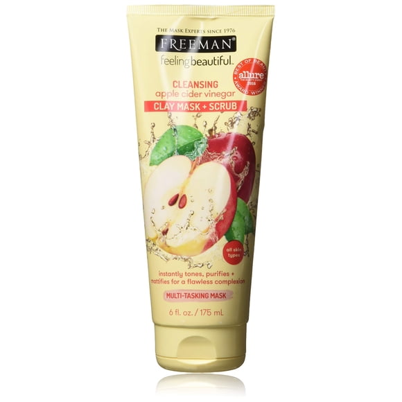 Mascarilla de arcilla y exfoliante facial Freeman, vinagre de sidra de manzana, 175 ml