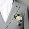 thumbnail image 3 of sunsanly Flower Shaped Bridegroom Brooch Faux Silk Flower Suit Coat Pocket Decorative Corsage Imitation Rose Flower Gown Brooch Pin, 3 of 7