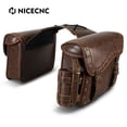 thumbnail image 3 of NICECNC Large Vintage Motorcycles Brown PU Leather Saddlebags 35L Panniers Luggage for Harley Honda, 3 of 10
