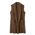 thumbnail image 5 of BLTIBY Winter Vest Coats for Women Puffer Winter Fall V Neck Jacket Lady Warm Thicken Button Long Casual Sleeveless Overcoat with Pockets 2024 Brown L, 5 of 7