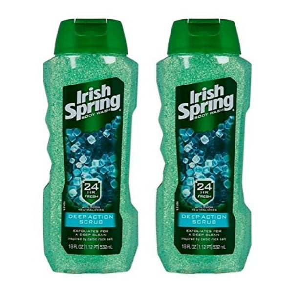 irish spring body wash, deep action scrub 18 oz (pack of 2)