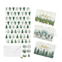 Tarmeek 9 Pcs Christmas Cards (4greeting card 4envelope 1sticker), Snowflake Deer Holiday Postcards Greeting Cards with Envelops, Christmas Gifts Sending Blessings to Friend, Merry Christmas Gift