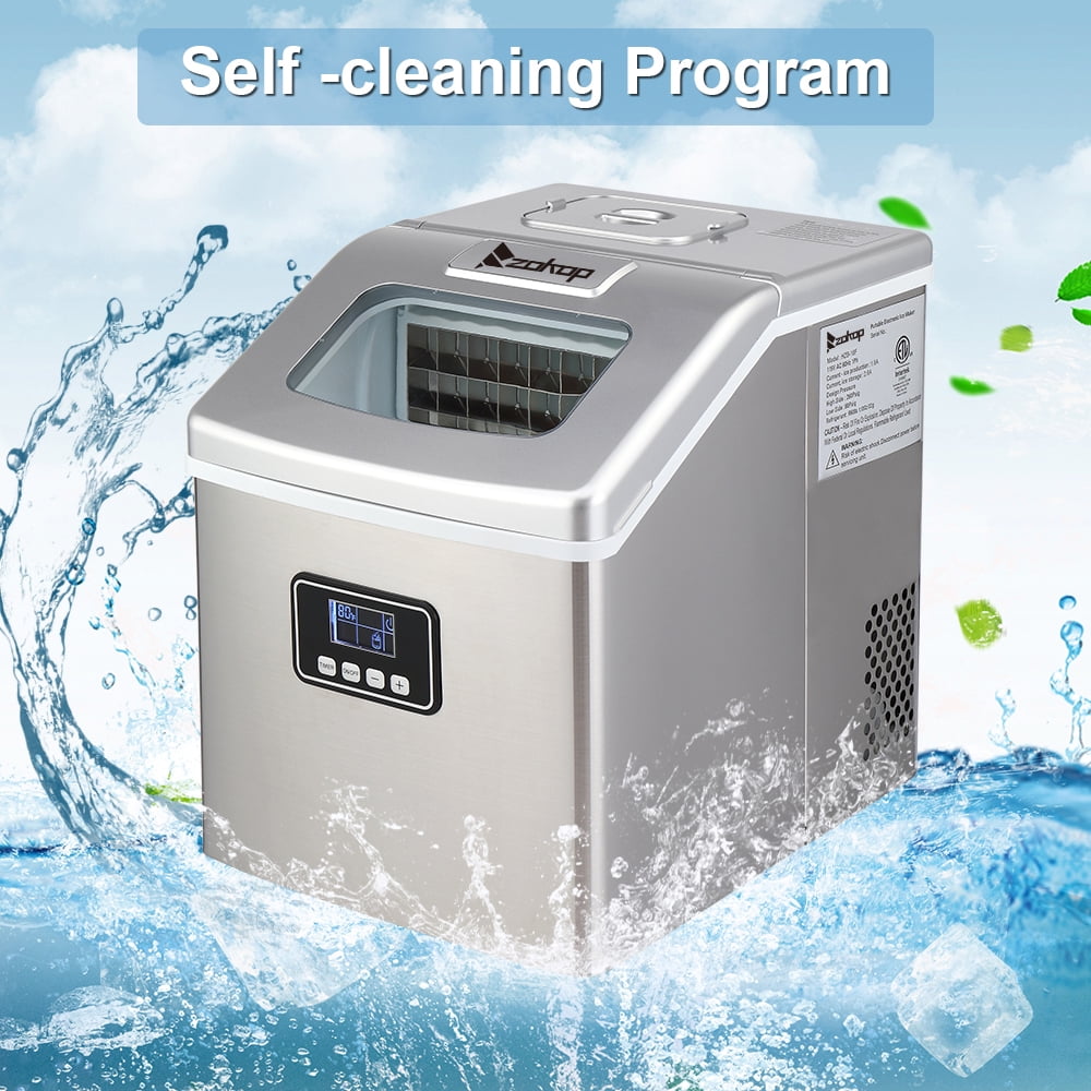 Portable Ice Makers Machine for Countertops, Makes 40 lbs of Ice Per 24 hours, 24 Ice Cubes Ready in 12 Minutes, Stainless Steel Ice Maker w/Ice Scoop for Home Kitchen Bar Office, S11425