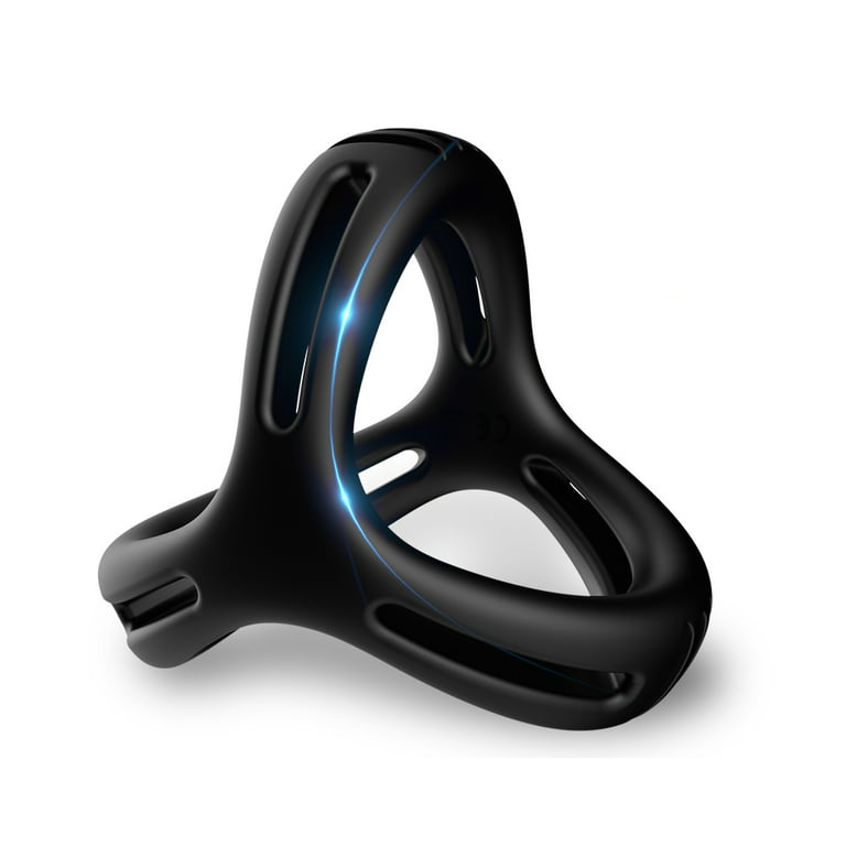 Silicone Penis Ring CENTEREL 3 in 1 Ultra Soft Ring for Men Couple-Black 