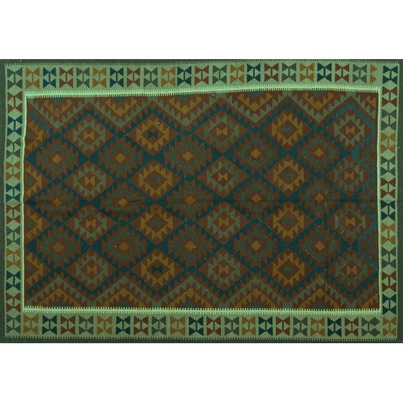 Ahgly Company Indoor Rectangle Oriental Turquoise Blue Traditional Area Rugs, 8' x 10'