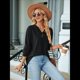 thumbnail image 5 of Blusas de Larga con Cuello en V para Mujer, Blusas Casuales Tipo Jersey, Blusas Holgadas y Elegantes, Blusas Tipo Túnica para Otoño. Negro M, 5 of 10