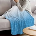 thumbnail image 3 of Blue Ombre Blanket Soft Cozy Warm Throw Blanket for Couch, Plush Fuzzy Flannel Fleece Blankets for Sofa, Modern Geometric Abstract Rhombus Striped Bed Blankets Lightweight Gifts for Women, 50"x60", 3 of 9