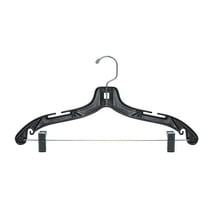 NAHANCO 2500RCHU Plastic Suit Hanger, Heavy Weight with Metal Clips, 17", Black (Pack of 25)