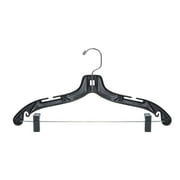 NAHANCO 2500RCHU Plastic Suit Hanger, Heavy Weight with Metal Clips, 17", Black (Pack of 25)