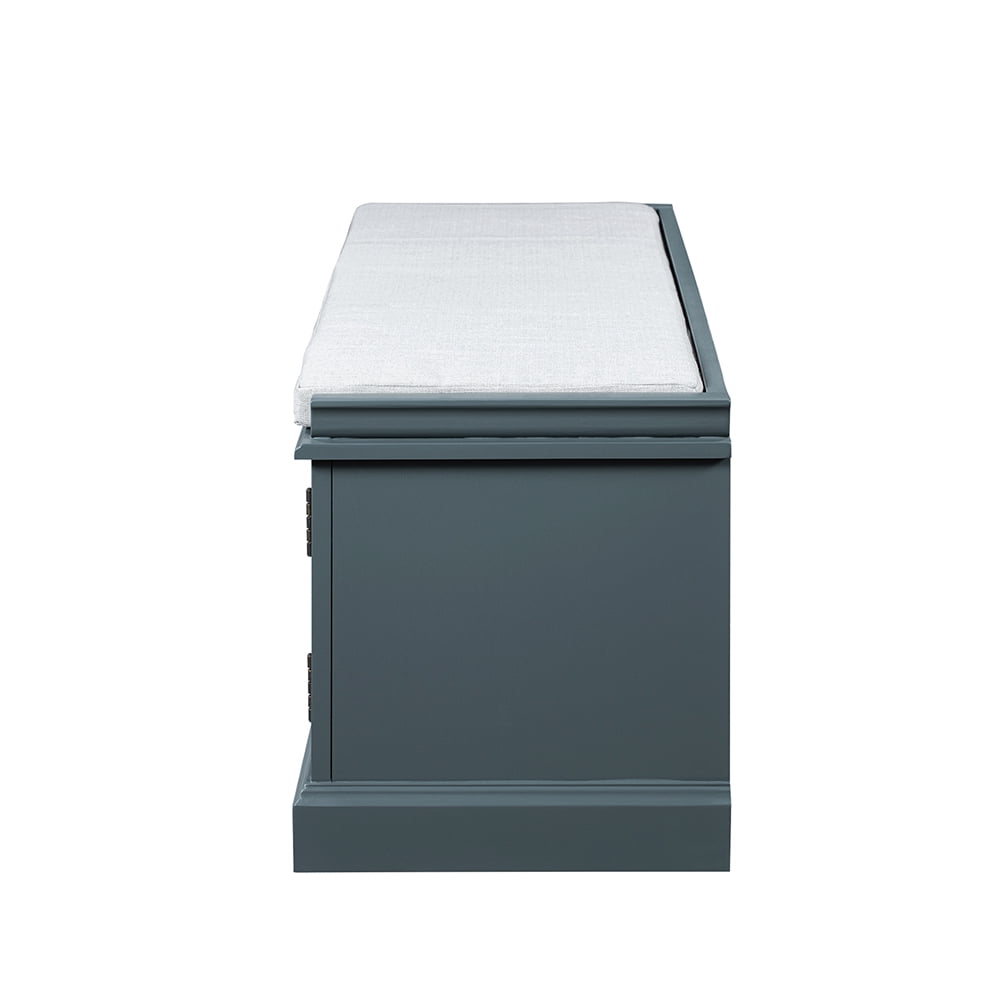 Lowestbest Storage Bench with 2 Drawers and 2 cabinets, Shoe Bench with Removable Cushion for Living Room, Entryway (Blue) Lowestbest Storage Bench with 2 Drawers and 2 cabinets, Shoe Bench with Removable Cushion for Living Room, Entryway (Blue)