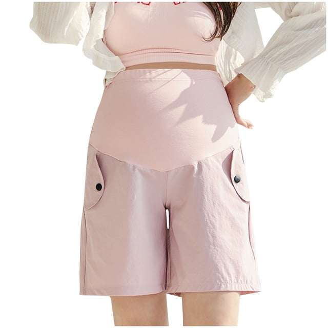 ShomPort Maternity Shorts Over The Belly Loose Casual Pregnancy Workout Pants with Pockets Maternity Loungewear