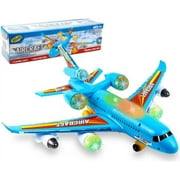 Toysery Airplane Airbus Toy for Kids - Bump and Go Action with 360 Degree Rotation - Plane with Attractive LED Flashing Lights and Sounds for Boys & Girls,