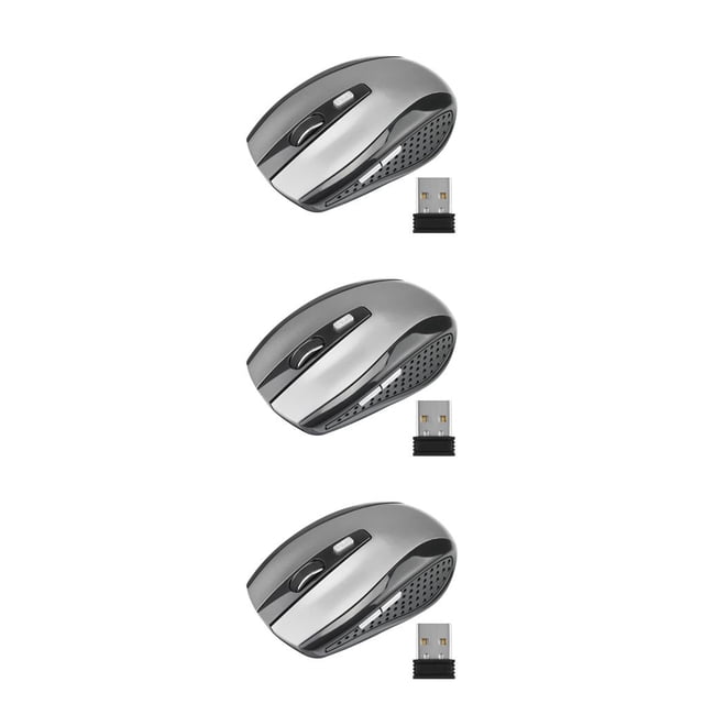 jesticaly Computer 2.4Ghz Wireless Optical Mouse Quick Speed Low Latency 6 Buttons Plastic Gaming Mice Desktop PC Portable Grey 3Set