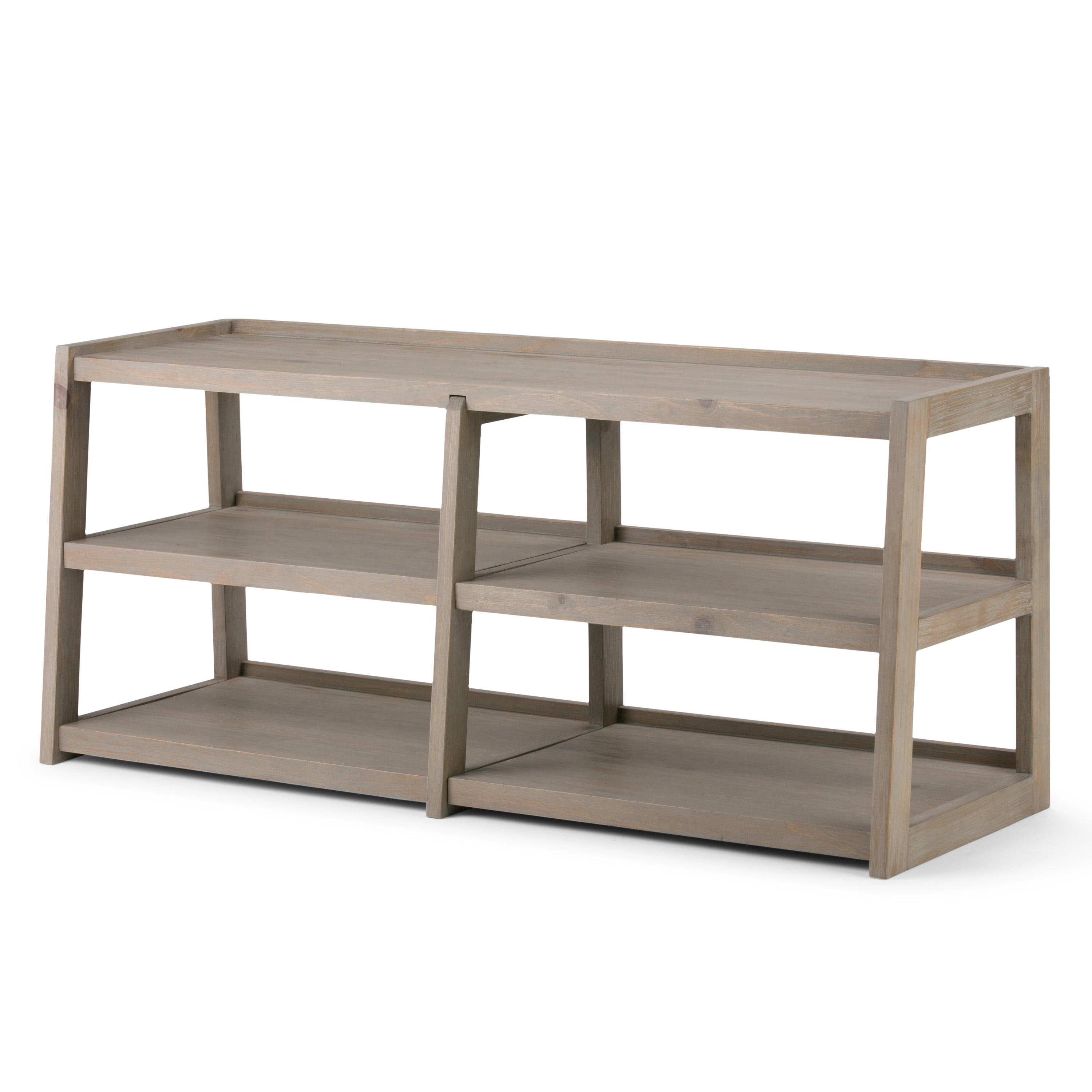 Brooklyn + Max Spokane Solid Wood 60 inch Wide Industrial TV Media Stand in Distressed Grey For