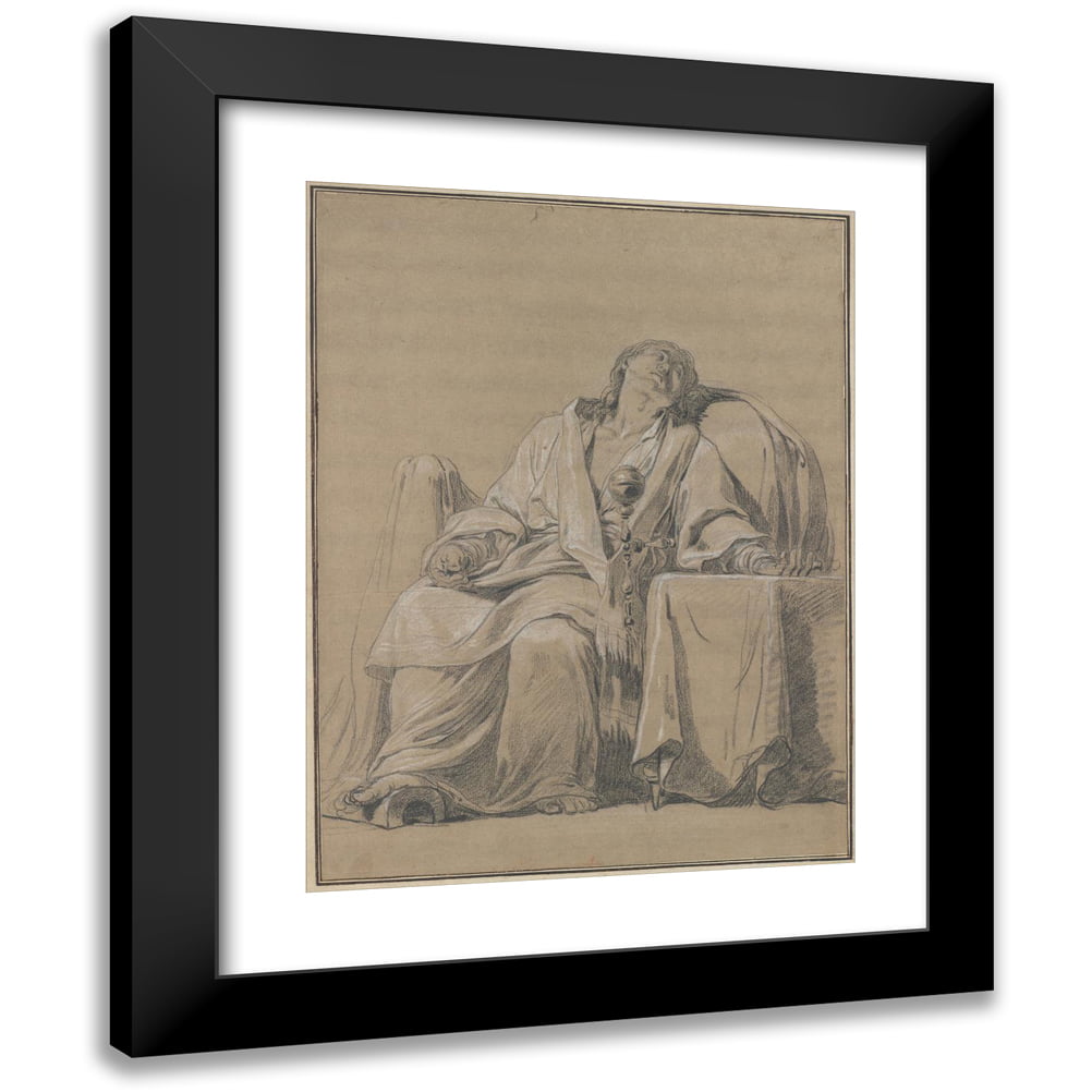 François-André Vincent 12x14 Black Modern Framed Museum Art Print Titled  Youth Sleeping in a Chair (ca. 1771-72)