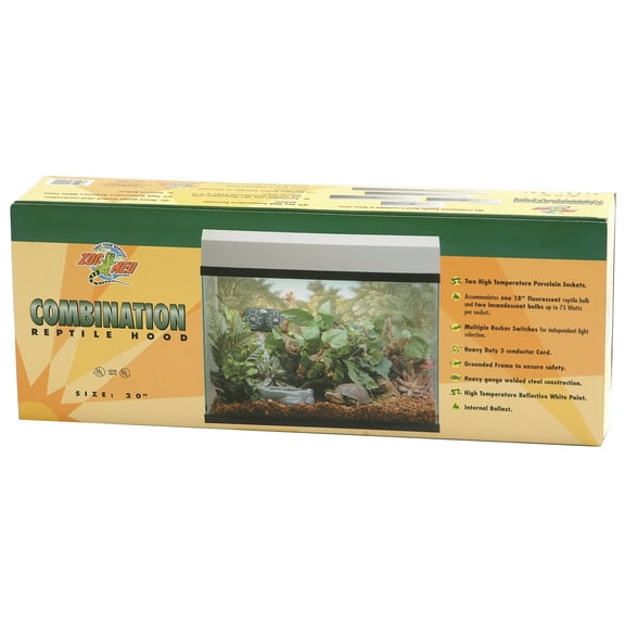 Zoo Med Combination Reptile Hood (18" - Holds 1 Fluorescent/2 Incandescent)