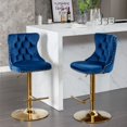 thumbnail image 3 of PORKISS Bar Stools Set of 2, Gold Velvet Swivel Barstools with Tufted Backs and Footrests, Upholstered Adjustable Seat From 25" to 33" for Home Pub, Kitchen Island, Blue, 3 of 12