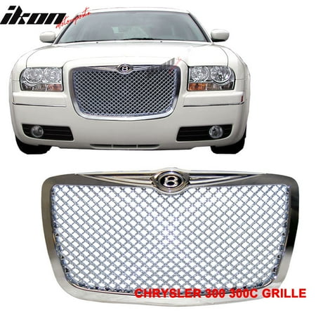 300c Mesh Front Grille - Ikon Motorsports Grille - Fits 05-10 Chrysler 300C 300C Chrome Mesh Grille B Style Front Grill