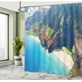 thumbnail image 5 of Ambesonne Hawaii Shower Curtain, Na Pali Coast Island, 69"Wx70"L, Blue Green Brown, 5 of 5