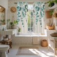 thumbnail image 4 of Teal Green Eucalyptus Kitchen Curtains 63 Inch Length, Farmhouse Weeping Leaves Linen Tiers Curtains for Living Room Berdoom Bathroom, Light Filtering Drapes Window Treatment 2 Panels 42"Wx63"L, 4 of 8