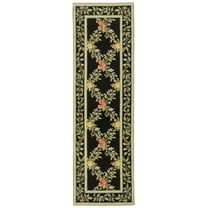 SAFAVIEH Chelsea Makayla Floral Wool Runner Rug, Black, 2'6" x 12'