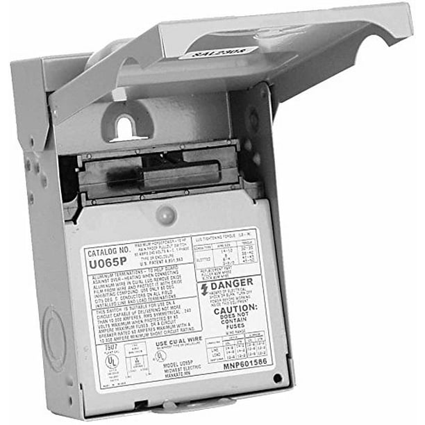 Midwest U065P Disconnect Switch, A/C, Pull Out, 60A, Single Phase, 120