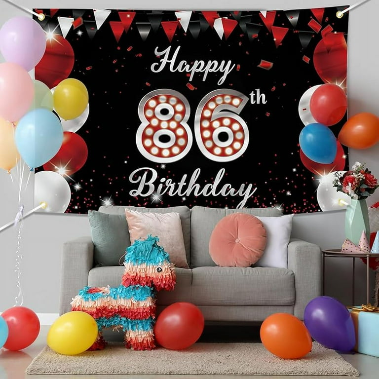 Happy 27th Birthday Banner, Red Black Happy 27th Birthday Party