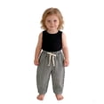 thumbnail image 2 of ZHOGXU Kids Baby Girls Boys Casual Pants Drawstring Elastic Waist Striped Print Comfortable Stylish Trousers For Daily Wear,Black,18-24 Months, 2 of 8