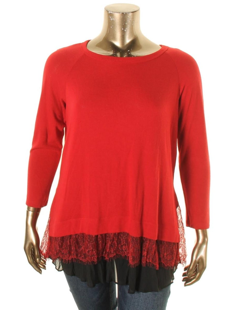 karen kane red lace top