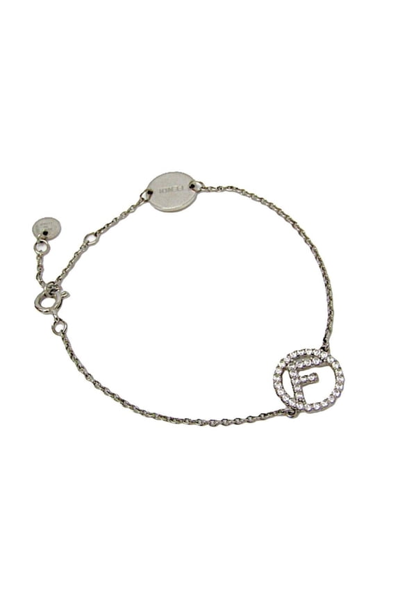 Pre-Owned Fendi F logo 1A2723 Metal Charm Bracelet Silver (Good)