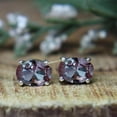 thumbnail image 2 of Elegant Dainty Alexandrite Stud Earrings Oval Cut Color-Changing Gemstones Sterling Silver, Perfect for June Birthstone Jewelry and Everyday Wear Silver 10x12 mm, 2 of 2