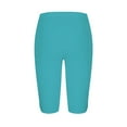 thumbnail image 5 of AKEGAMN Knee Length Capri Leggings Summer Cropped Pants Casual Solid Comfy Capris, Blue S-3XL, 5 of 5