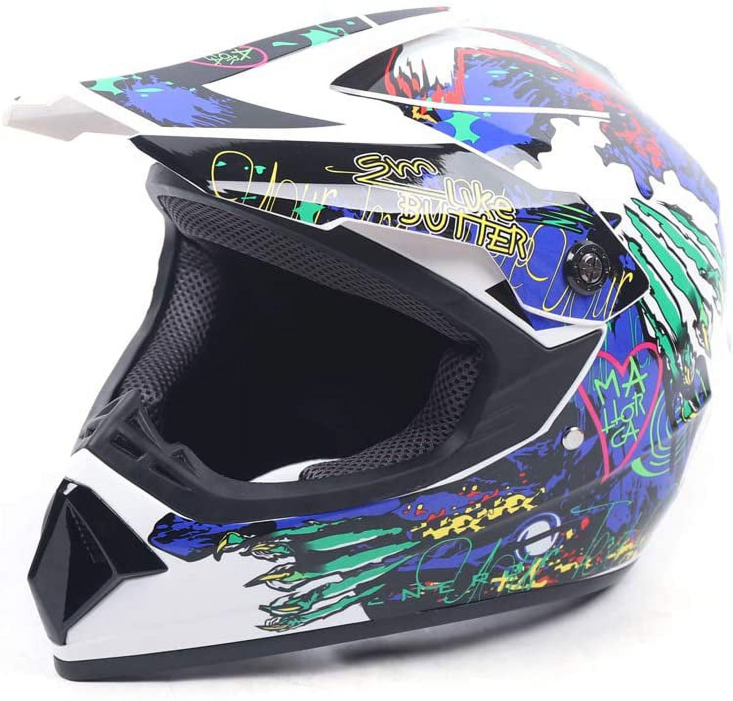 Wuzstar Youth,Kids Motocross Offroad Helmet Gloves Goggles DOT Motocross Off-Road Racing ATV Dirt Bike Protector, 2, L Size