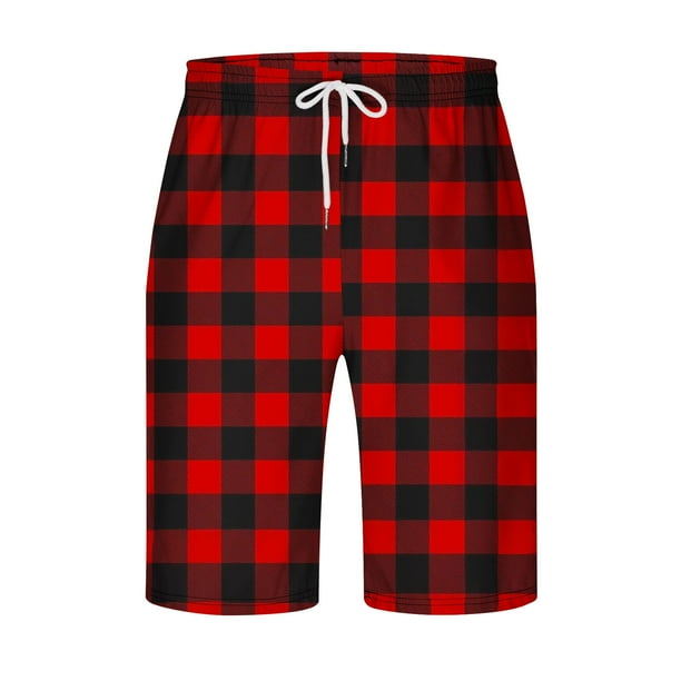 Meichang Plaid Pajama Shorts Men Soft Loose Fit Pamajas Loungewear Casual Classic Plaid Pjs Bottom Summer Pj Lounge Red S Walmart