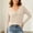 Beige, variant on WRFWUL Womens Long Sleeve V Neck Shirts Ruched Front Slim Fit Solid Color Blouses Casual Fall Comfy Soft Tops